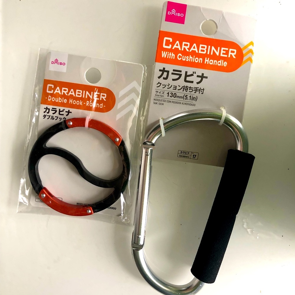 Carabiner, double hook, round &cushions handle 2 items in one price